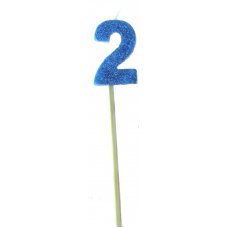 Blue Glitter Long Stick Candle