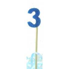 Blue Glitter Long Stick Candle