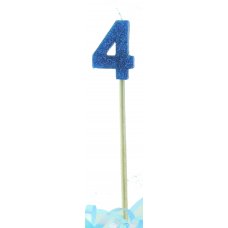 Blue Glitter Long Stick Candle