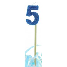 Blue Glitter Long Stick Candle