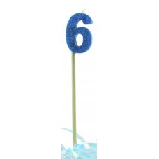 Blue Glitter Long Stick Candle