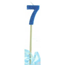 Blue Glitter Long Stick Candle