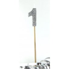 Silver Glitter Long Stick Candle