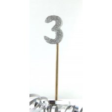 Silver Glitter Long Stick Candle