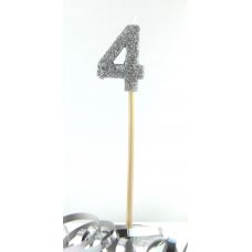 Silver Glitter Long Stick Candle