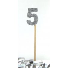 Silver Glitter Long Stick Candle