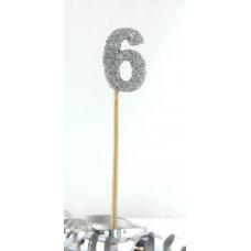 Silver Glitter Long Stick Candle