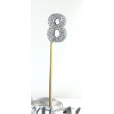 Silver Glitter Long Stick Candle