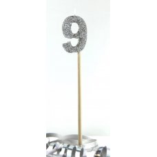 Silver Glitter Long Stick Candle